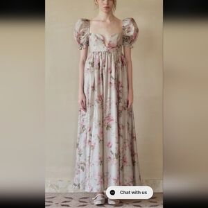 Maison Amory Fairydust Gown Maxi Dress Floral Puff Sleeve Maxi Dress Large